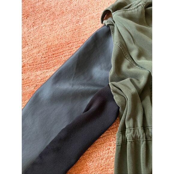 Torrid Twill Faux Leather Anorak Jacket Olive Size 2/US 2X Rayon Blend - Picture 7 of 10
